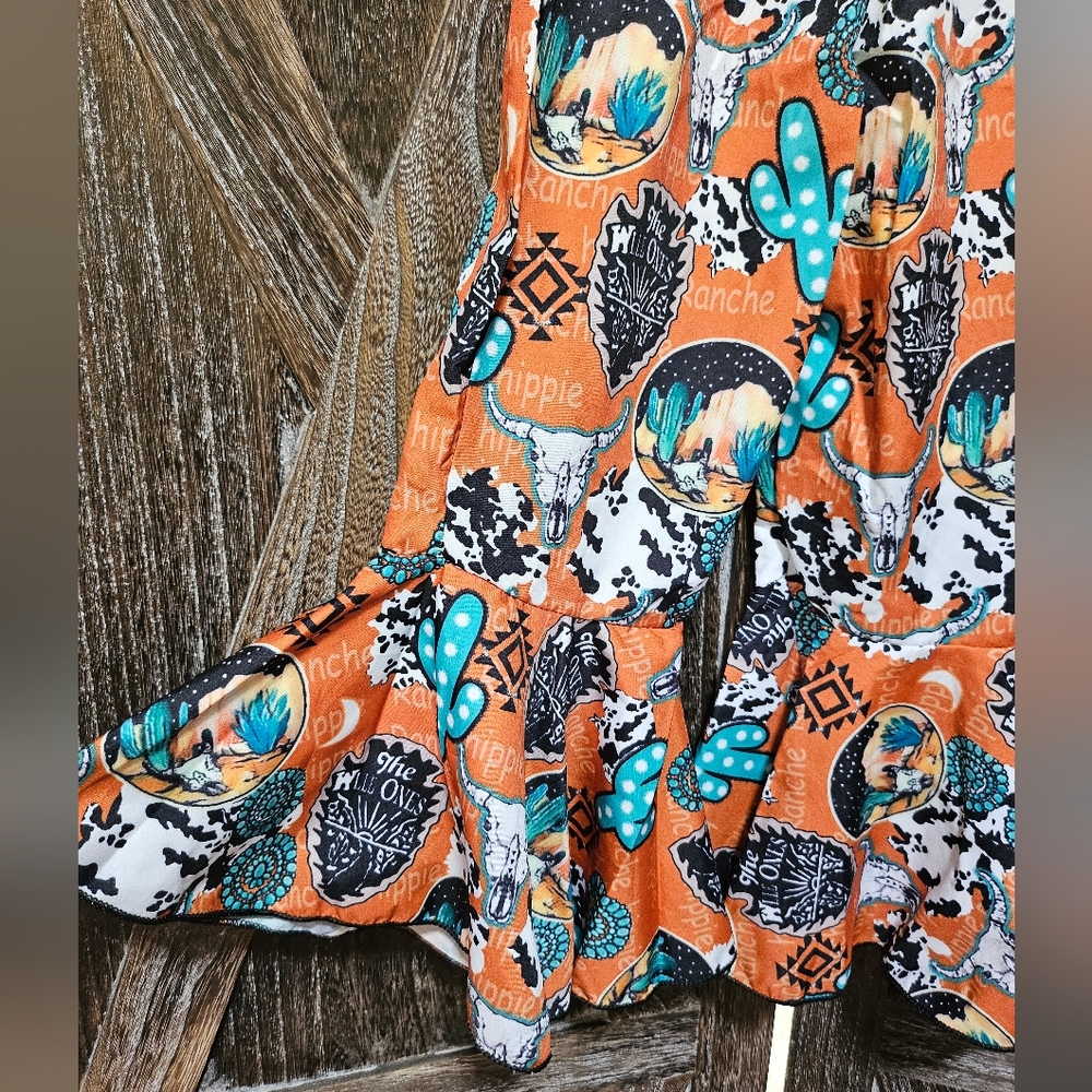 NWT Western Orange and Turquoise Patterned Jumpsuit - Picture 10 of 11